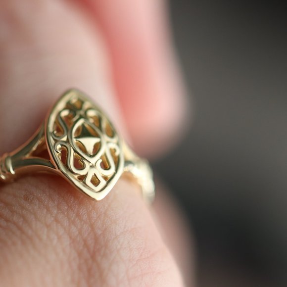 14K solid gold ring - Wings of Antiquity - Picture 15 of 17